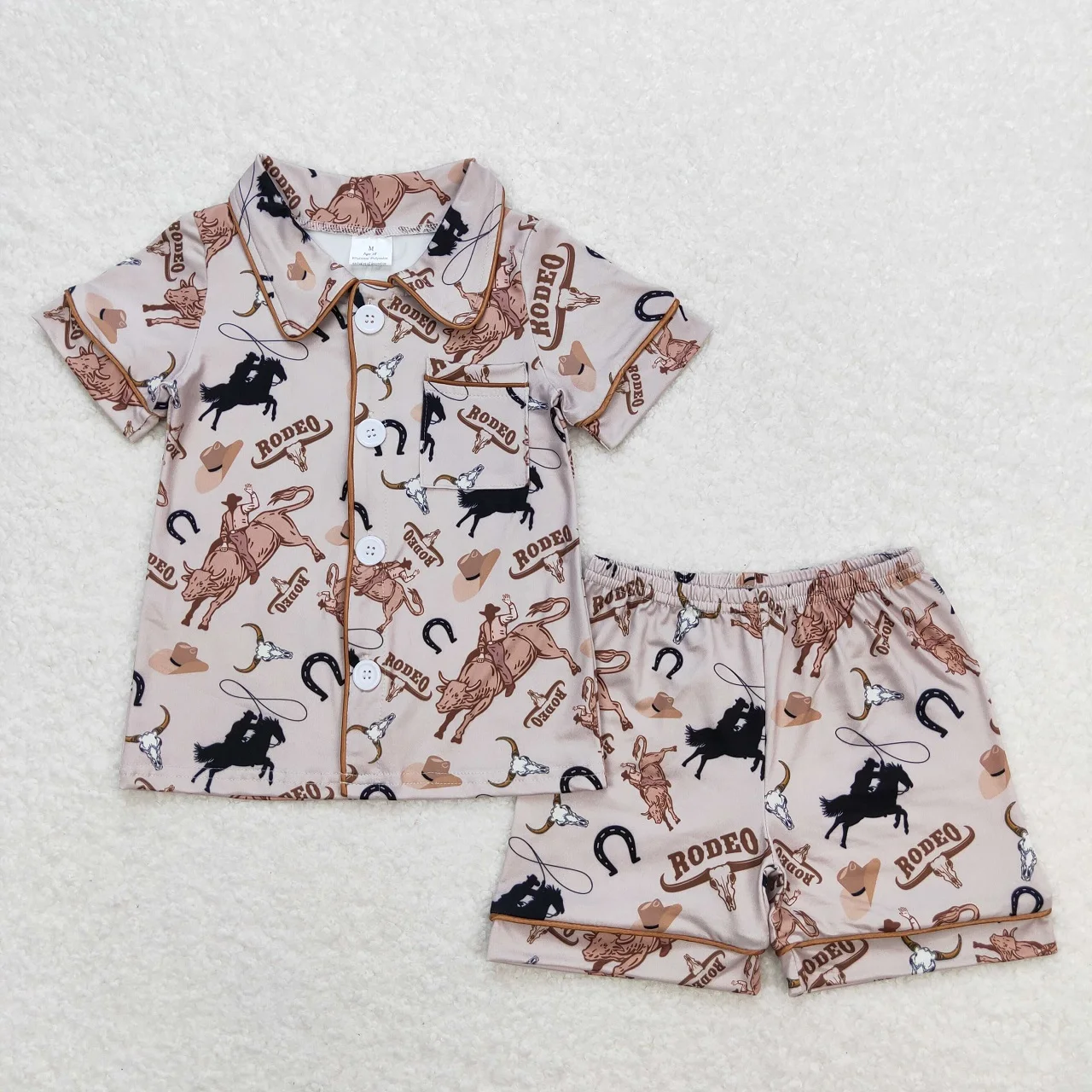 

Wholesale Baby Boy Short Sleeves Rodeo Buttons Shirt Infant Sleepwear Set Shorts Outfit Summer Children Kids Western Pajamas