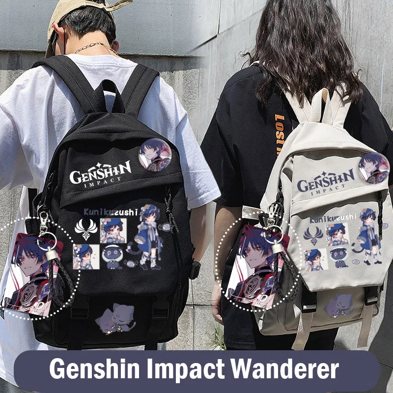 

Аниме Genshin Impact Wanderer, Модный повседневный вместительный рюкзак для косплея, школьный портфель для ноутбука, сумка через плечо, студенческий рюкзак