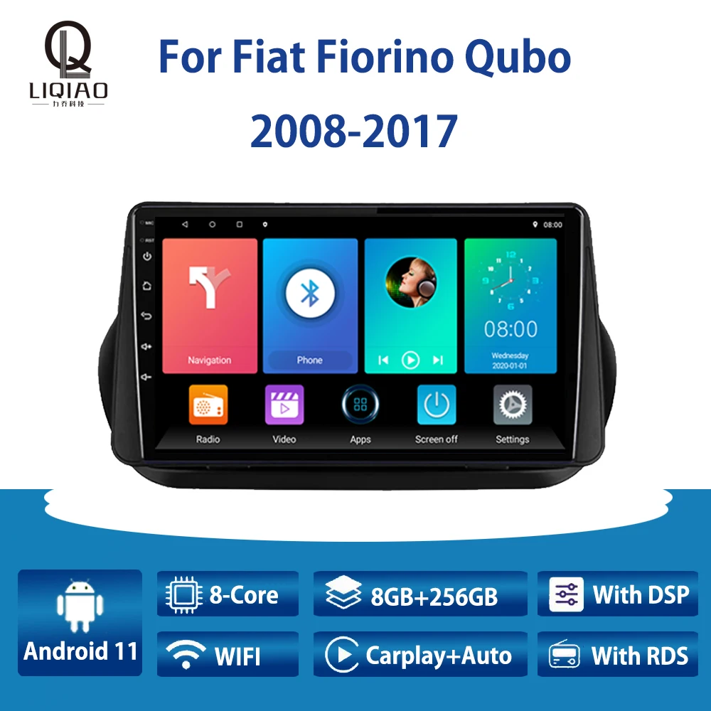 LIQIAO-reproductor multimedia con GPS para Radio con cámara de visión trasera, Bluetooth, 2 din, Carplay, vídeo, para Fiat Fiorino Qubo 2008-2017 - AliExpress