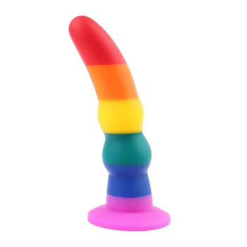 Anal Toys Rainbow Silicone Dildos Anal Plug Realistic Dildo Suction Cup Dildo Sex Toy for Women Lesbian Masturbators Penis tools 3