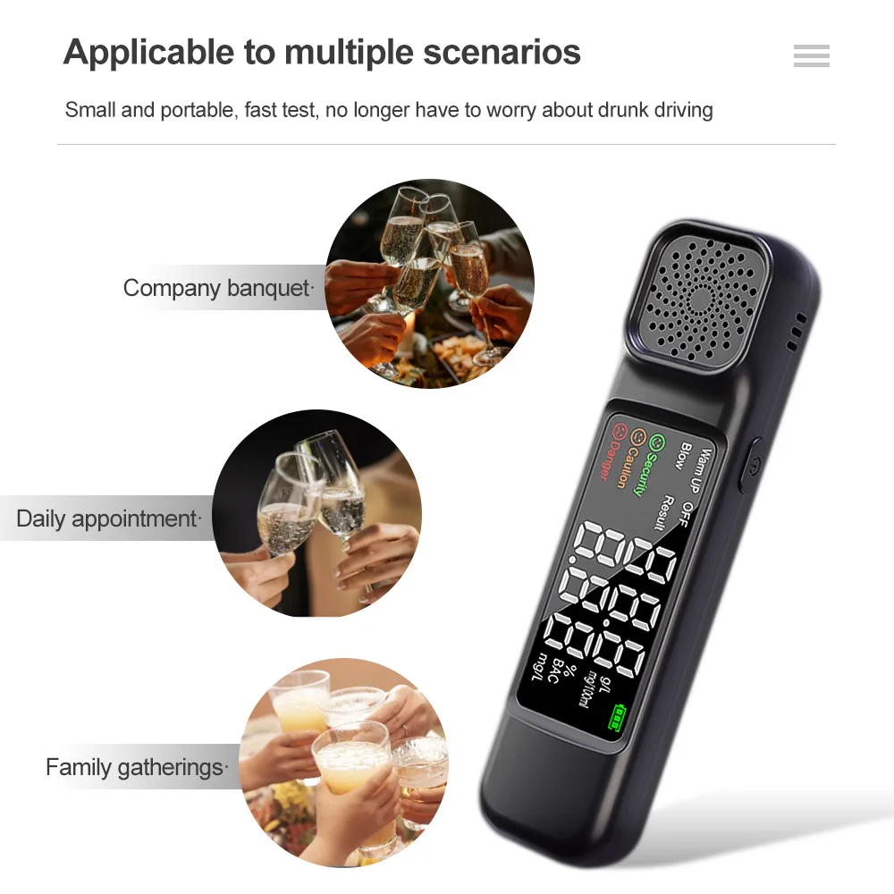 Testeur d'alcool respiratoire numérique portable sans contact