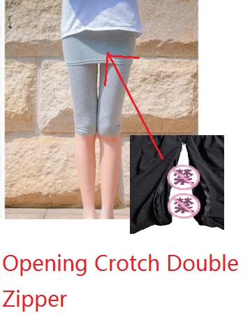 Women Open Crotch Pants Outdoor Sex Pee Erotic Long Pants Skinny High Waist Sexy Leggings Inside Zipper Black Sexual Trousers