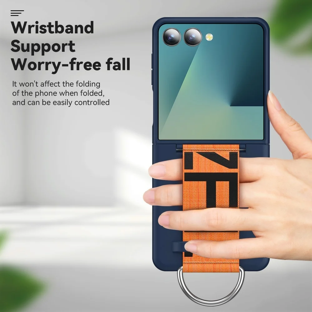 Enhanced Shockproof Wristband Phone Case with Official Strap and Ring, PC Skin-feel Finish
