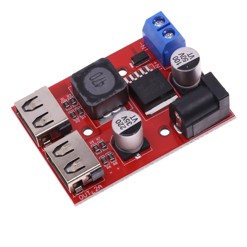 LM2596 Dual USB Output 9V / 12V / 24V 36V Car Charger Switch 5V DC-DC Power Supply Module 3A Buck Regulator Converter