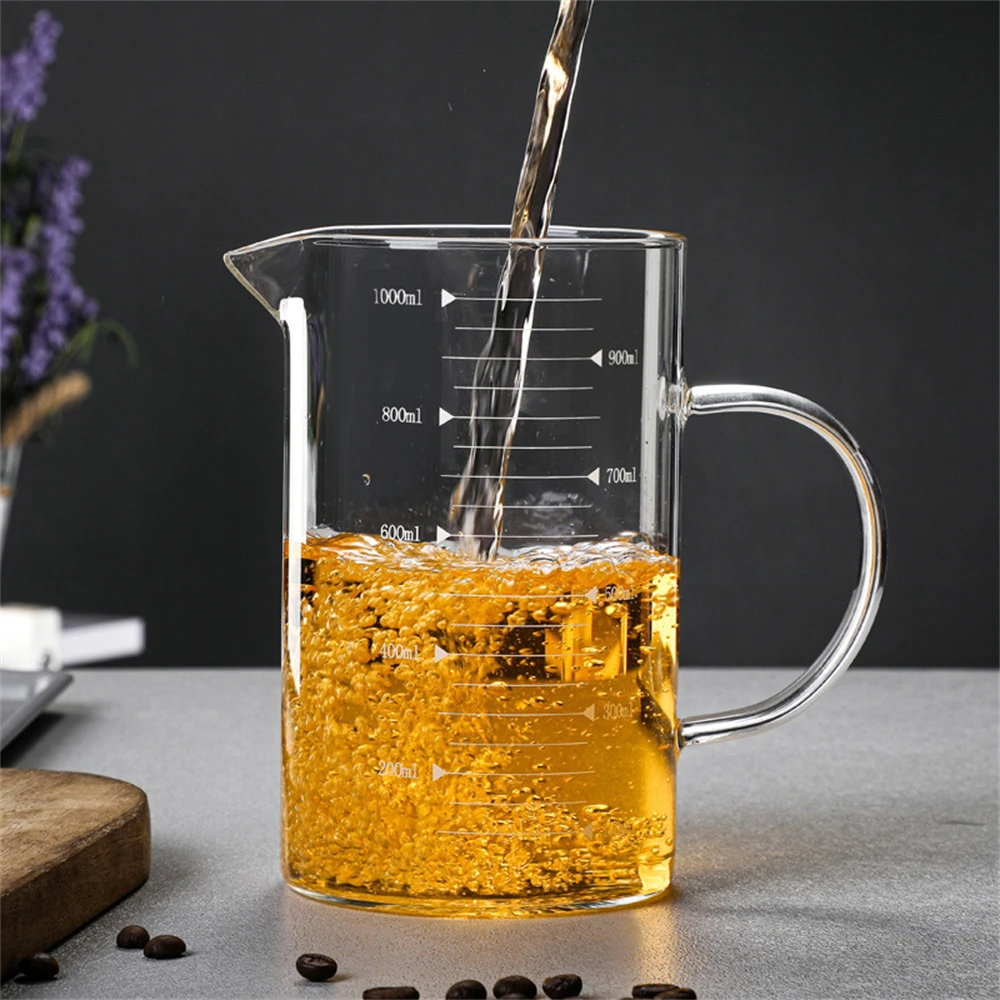 Glass Measuring Cup With Handle 250/350/500/1000ml High Borosilicate Glass Milk Coffee Measuring Mug Heat-resistant 1pcs