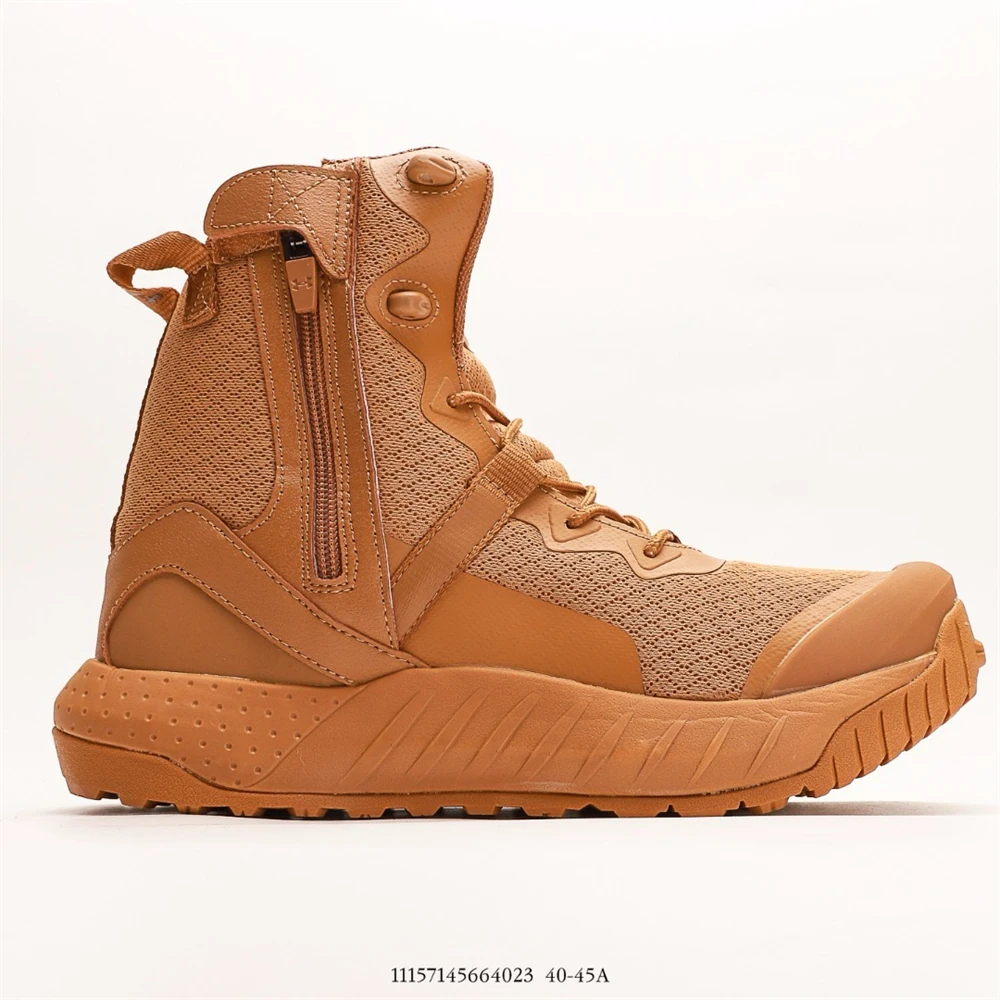 Hiking Shoes Winter Men&rsquo;s ARMOUR Valsetz Side Zip High-top Outdoor Warm Non-Slip Khaki Zapatillas Training Hiking Sports Sneakers Size40-45
