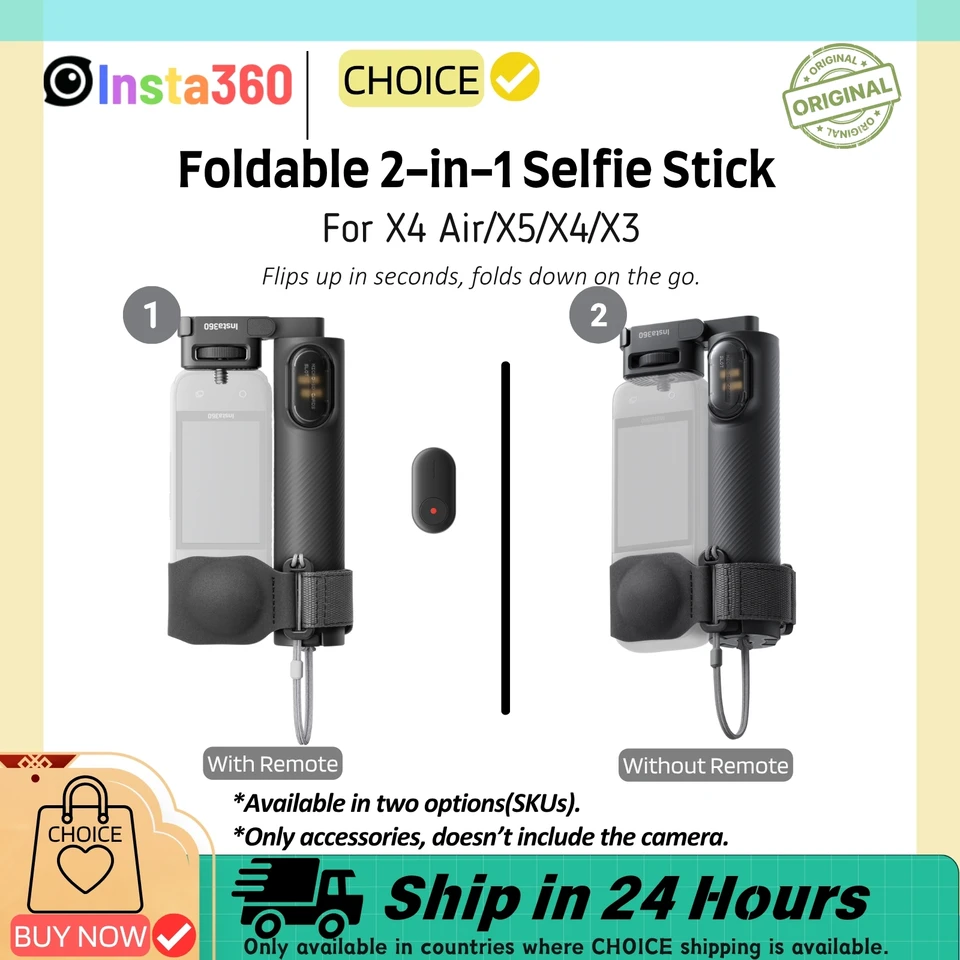 Insta360 X5 Foldable 2-in-1 Selfie Stick Tripod 1/4