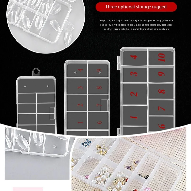 

Transparent Plastic Nail Art Fake Nail Drill Earrings Display Storage and Storage Box Crystal Jewelry Storage and Storage Box