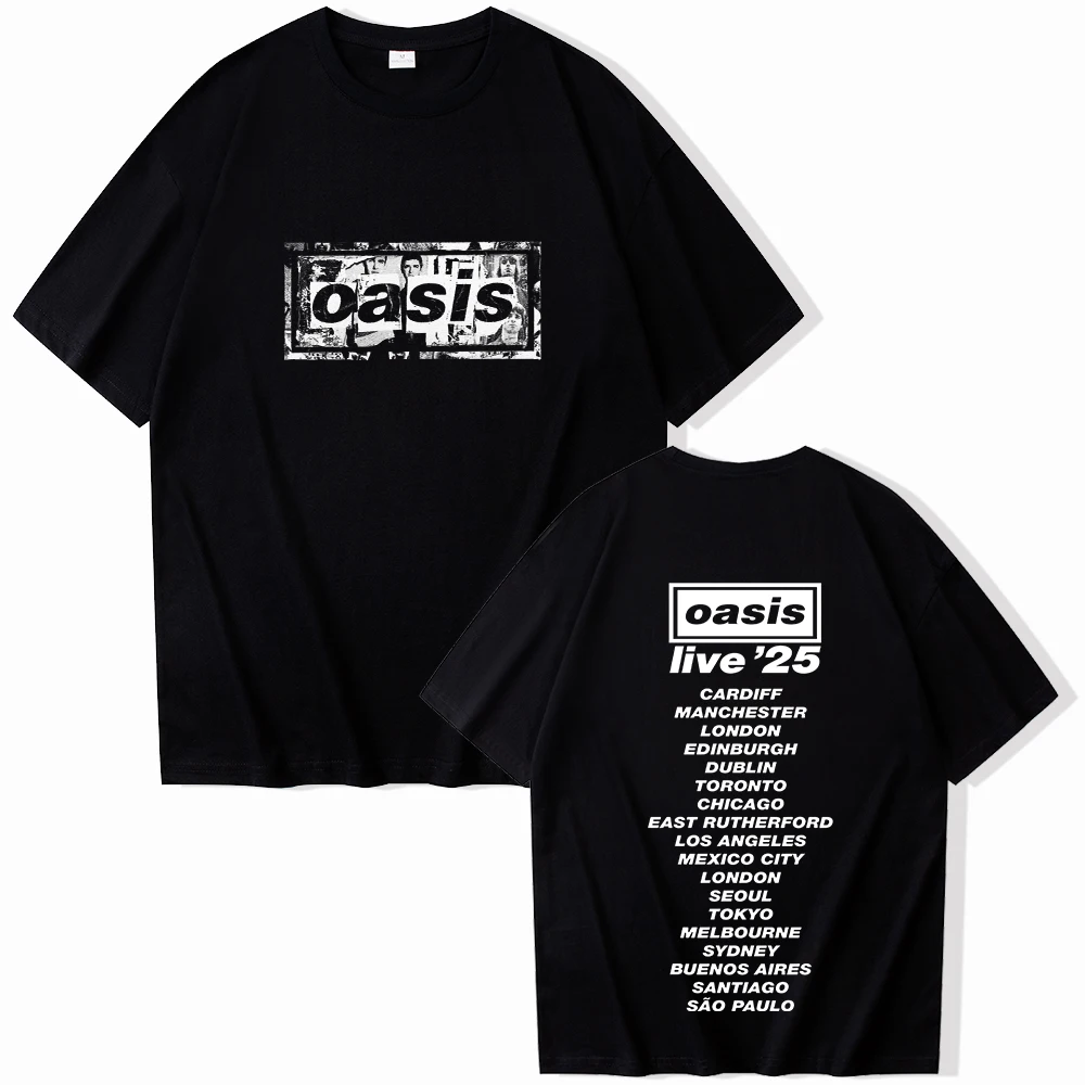 Oasis Live 25 Tour 2025 T-shirt Unisex Round Neck Shirt for