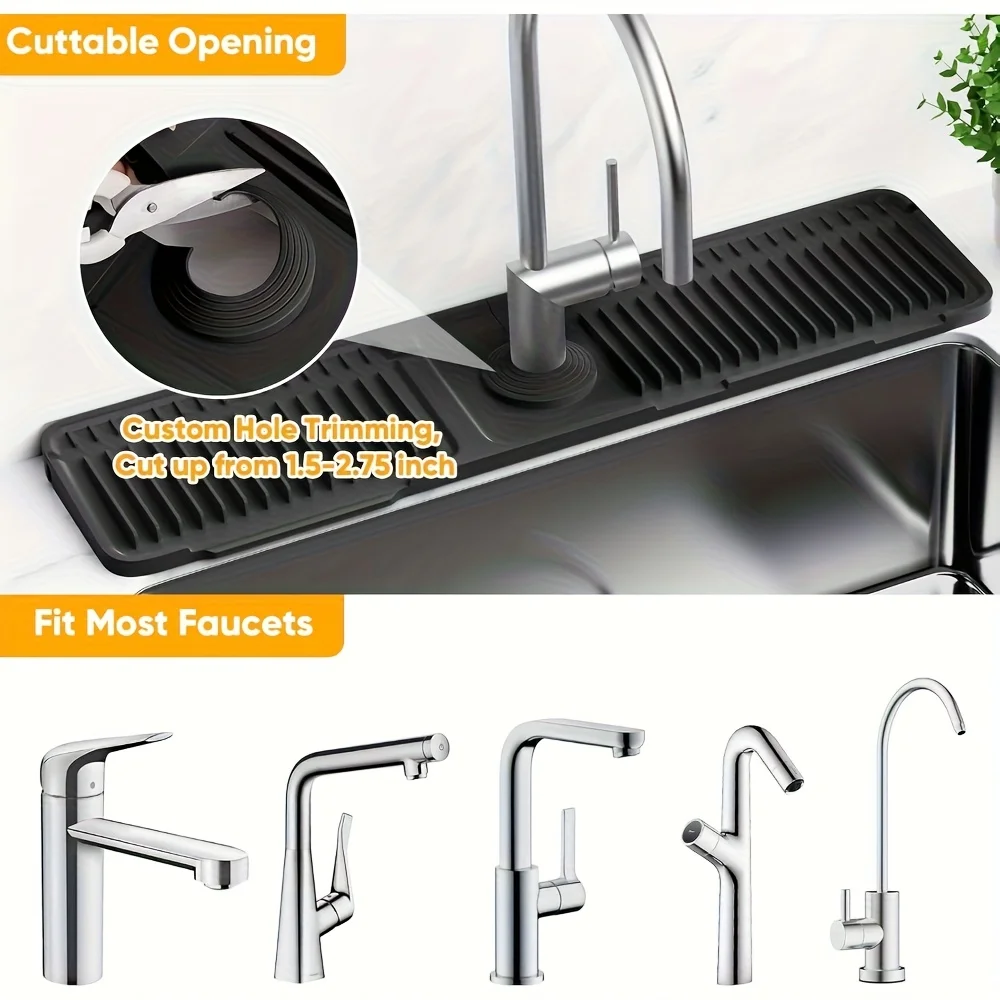 Kitchen Sink Splash Guard with 7° Slope Design,Quick Drain, Snap-On Fixation,Splash Catcher for Kitchen & Bathroom Countertops