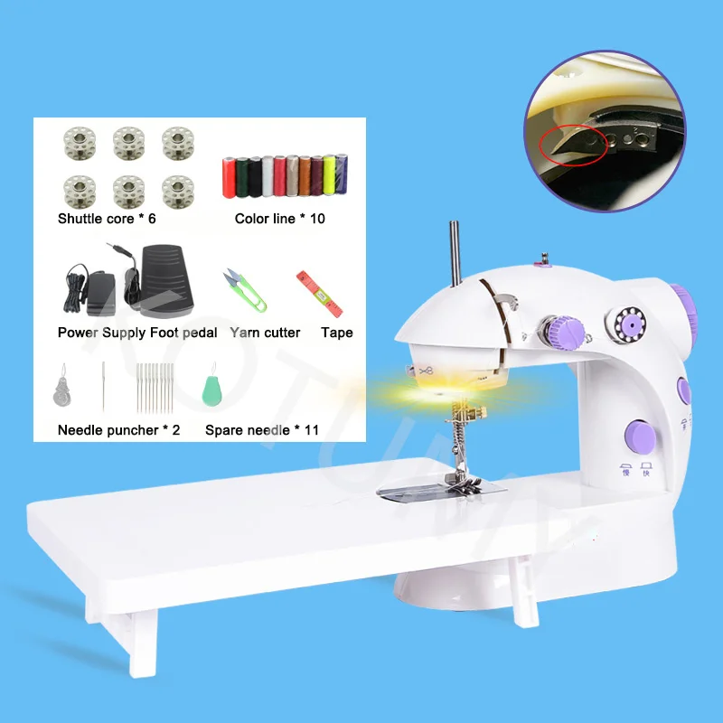 Electric Sewing Machine with Foot Pedal Straight Line LED Light Handheld  Needle Sewing Machine Two Thread Kit Mini Home Applianc - AliExpress