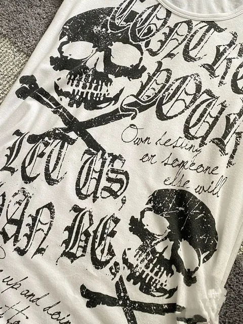 Spice Girl Vintage Slim-fit Short Sleeve Tshirts Summer Americanskull Print Gothic Tee Y2k Aesthetic Punk Casual Grunge Top 2