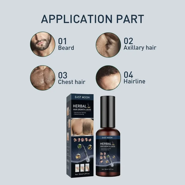 Hair Growth Serum Chest Body Hair Mustache Regrowth Longer Thicker Hair Thinning Treatment Moisture Nourish Beard Growth Spray