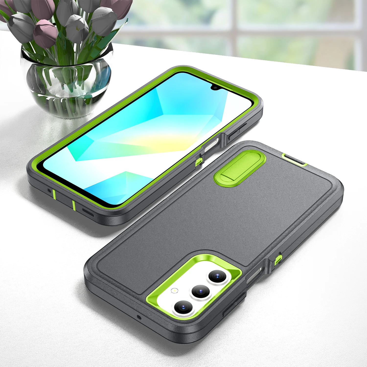 Rugged Military Hard Case with Kickstand - Premium Protection Back Cover