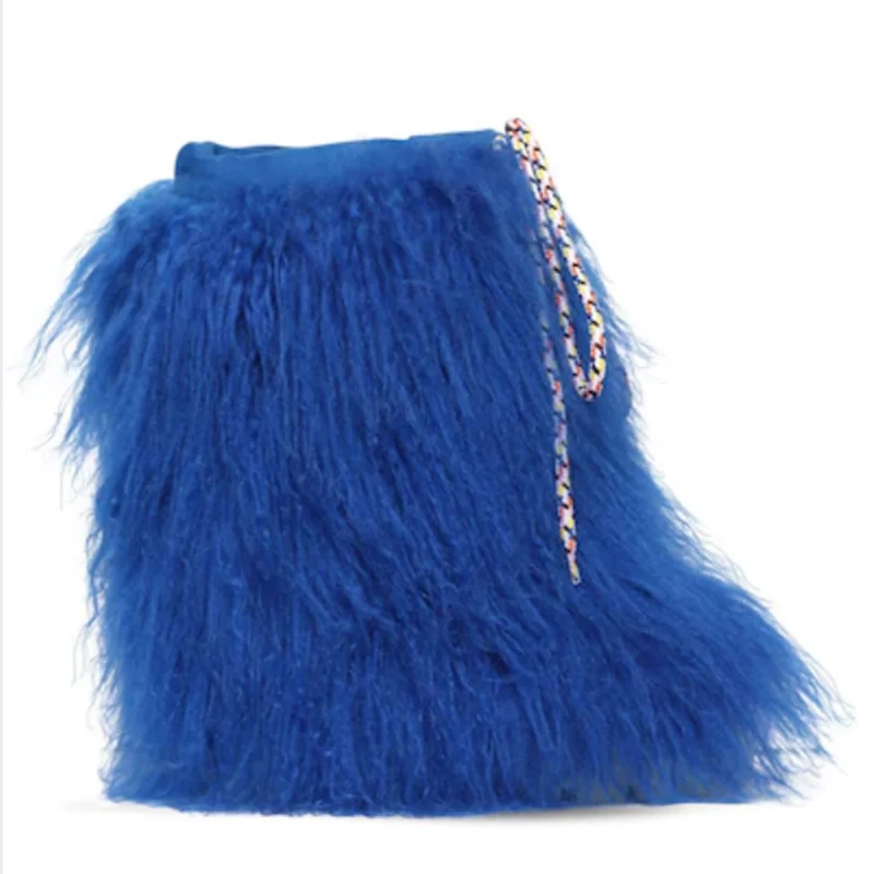 

Женские сапоги до середины икры, зимние теплые сапоги с шерстяным мехом, на толстой платформе, без застежки