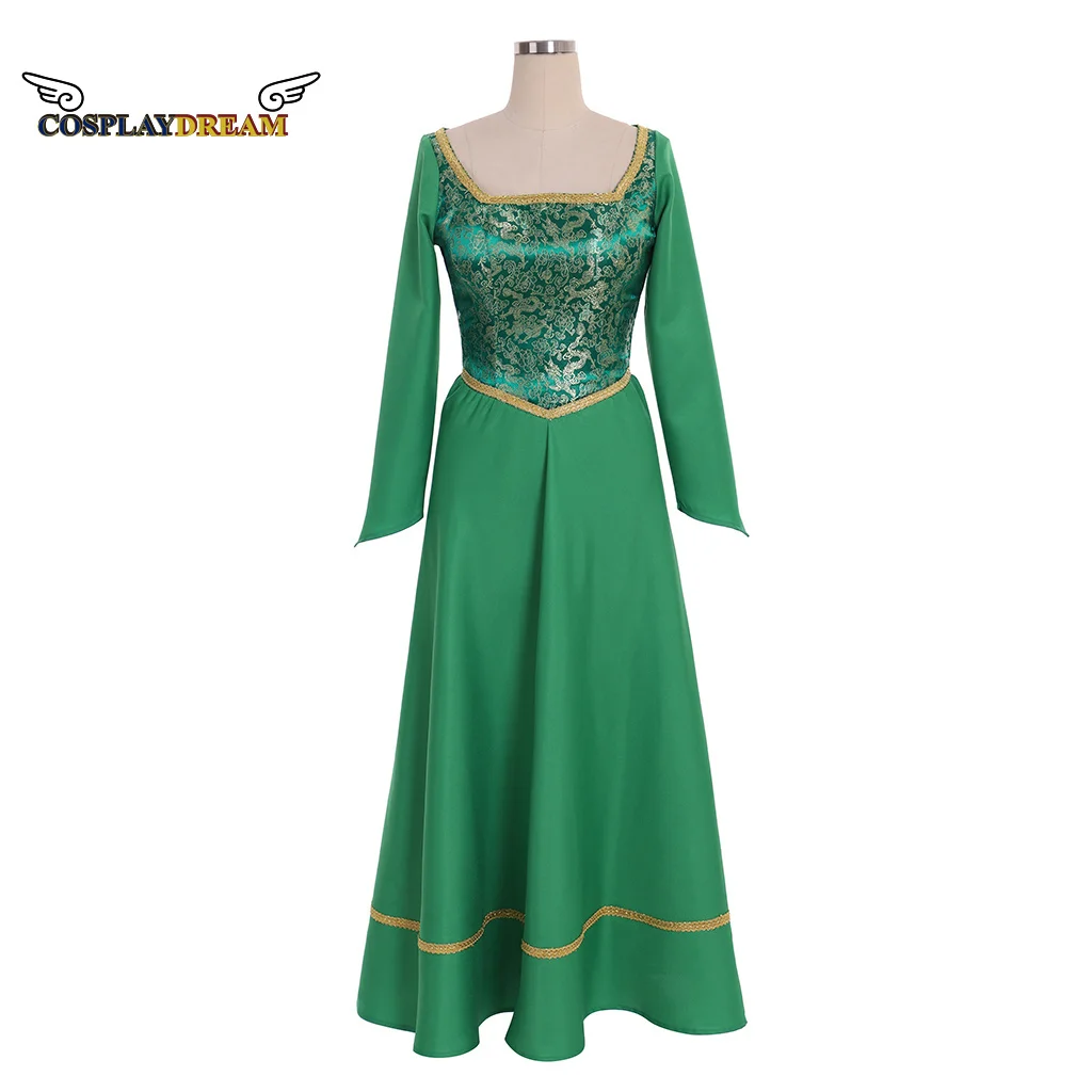 

Fiona Princess Cosplay Costume Halloween Fancy Green Dress Suit Female Adult
