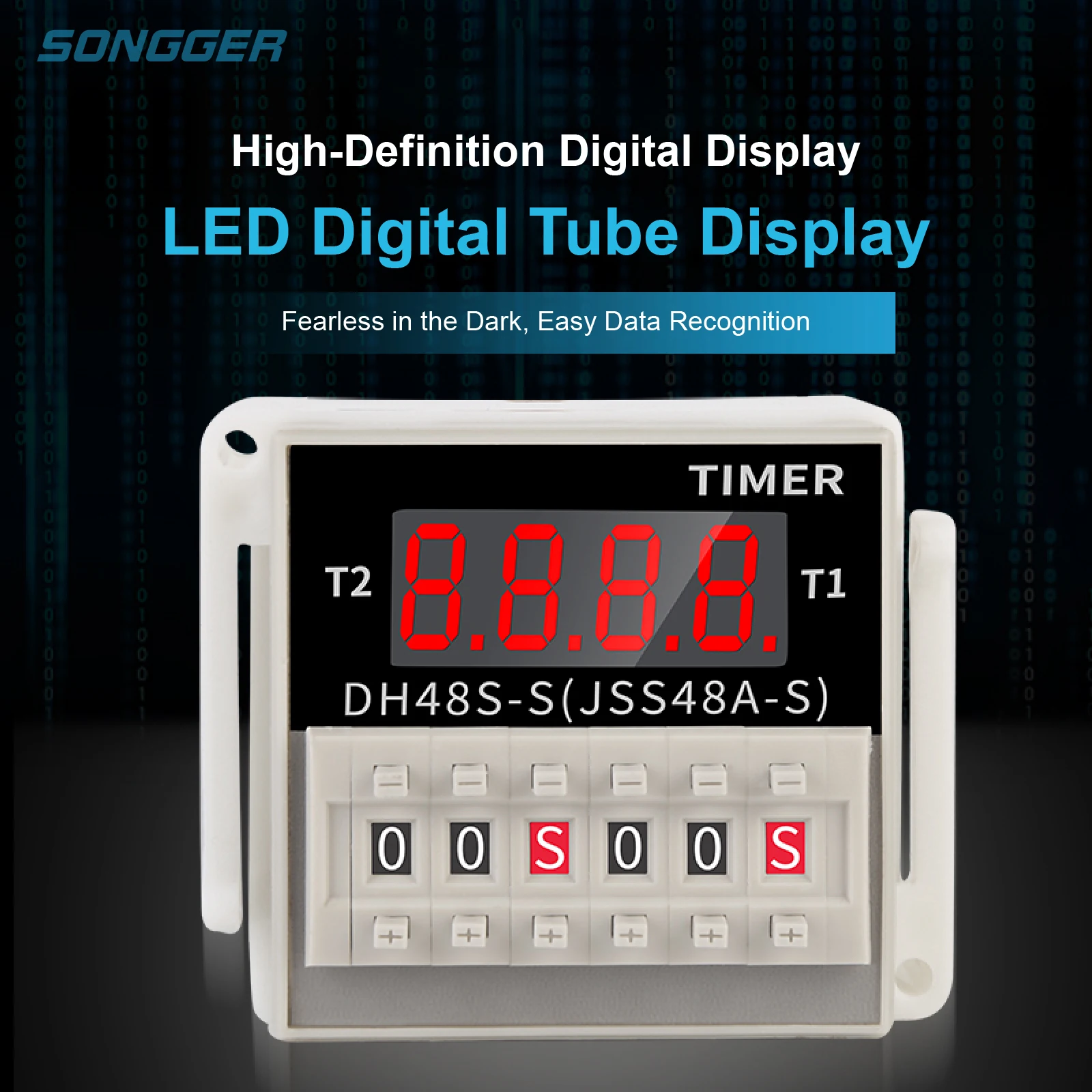 Digital Time Relay DH48S Panel Mount Timer 0.1s‑99h Repeat Cycle On ...
