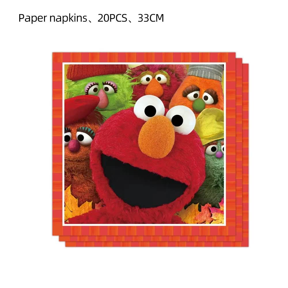 Cartoon Sesames Street Birthday Party Decor Elmo and Friends Theme Tablecloth Plate Balloon Set Cake Decor Baby Shower - Image 3
