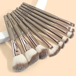 Maange 9Pcs Professional Makeup Brush Set - Soft Bristle Beauty Tools (Champagne)