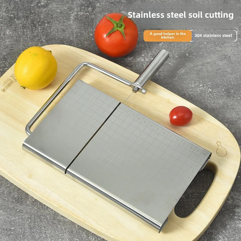 Stainless steel cheese slicer with scale for household use, butter, cheese, cheese, ham slicer, kitchen cutter, baking tool