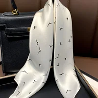 27.5" Simple Seagull Printed Square Scarf Stylish Imitation Silk Satin Shawl Spring Autumn Thin Sunscreen Headscarf For Women - Image 2