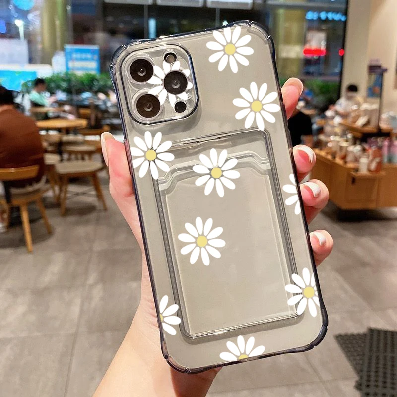 Für iPhone 14 Pro Max Hülle Daisy Flower Klare Handyhülle für iPhone 11 12 13 15 16 XS XR X 7 8 Plus Brieftasche Karte Tasche Halter Abdeckung – Detail 18