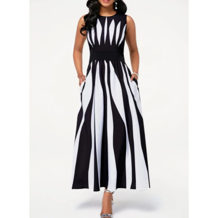 

Women's Casual Dresses Summer Y2k Dress Elegant Evening Dress Colorful Block Print V-neck Long Clothing Maxi Summer Costume 2023