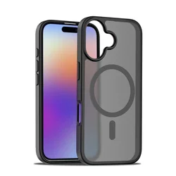Transparent Shockproof Acrylic Case with Magnetic Wireless Charging Compatibility - iPhone 15 Plus (Black)