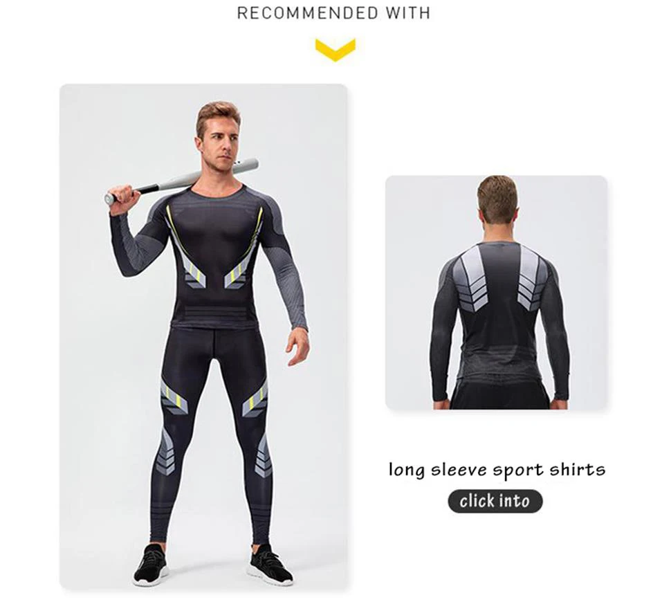 Quick-drying Men Running Tights Pants Compression Print Basketball Training Leggings Elastic Gym Clothing Men Workout Sportswear