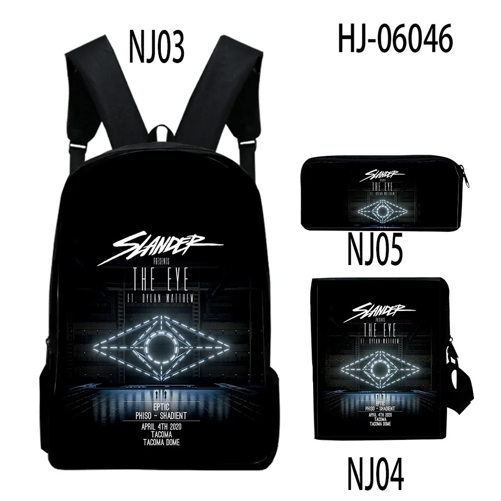 Popular Cool SLANDER 3D Print 3pcs/Set pupil School Bags Laptop Daypack Backpack Inclined shoulder bag Pencil Case
