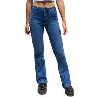 Vintage High-Waist Flare Jeans: Holes & Tassel Details