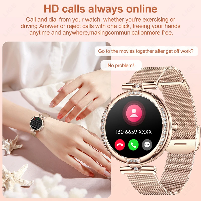 LIGE Smart Watch Women Bluetooth Call HeartRate Blood Pressure Monitoring Smartwatches Waterproof Men Smartwatch For IOS Android