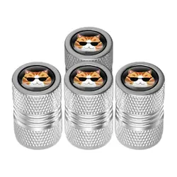 Aluminum Alloy Tire Valve Caps - Leak & Dust Proof Wheel Accessories (Set of 4) (Silver)