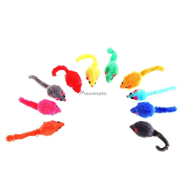 5Pcs Furry Plush Cat Toy Soft Solid Interactive Mice Mouse Toys for Funny Kitten Pet Cats Playing Scratch Training Game Supplies 3
