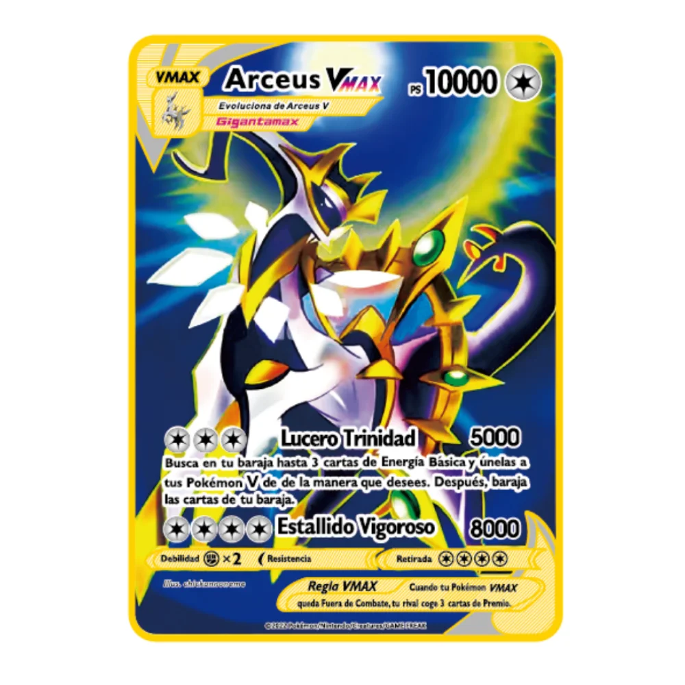 2023 new 10000 Arceus Vmax Gx gold pocket monster card Spanish iron metal  Pokmo Letters children's gift game collection card - AliExpress