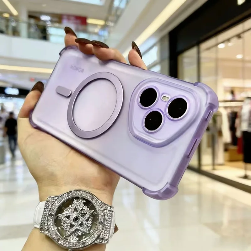 Airbag Shockproof Magnetic Clear Phone Case with Wireless Charging Compatibility