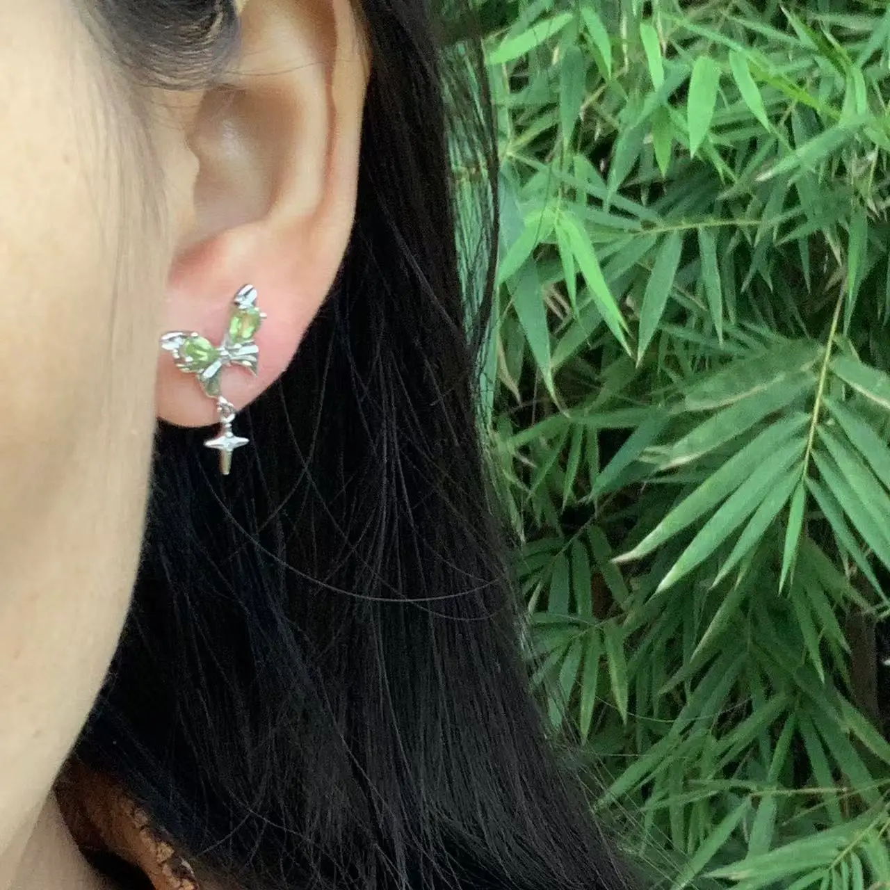 Jewelry Natural Peridot 925 Sterling Silver Stud Earrings For Women Gift Simple Peridot Jewelry Green