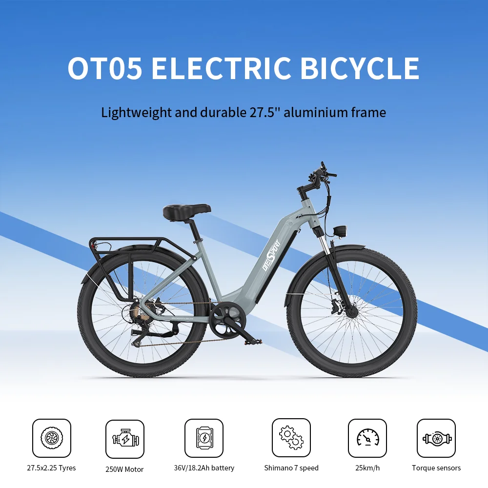 ONESPORT OT05 City Offroad-Elektrofahrrad 27,5-Zoll-Reifen 250W Motor 36V18,2Ah Akku Mountain-Elektrofahrräder – Detail 6
