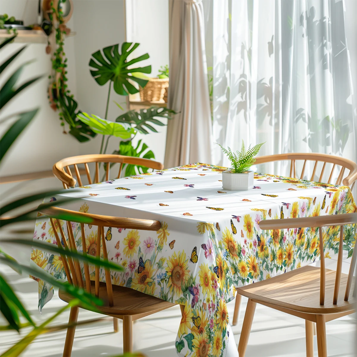 Plants Sunflowers Butterflies Table Runner Wedding Decoration Cloth - Image 2