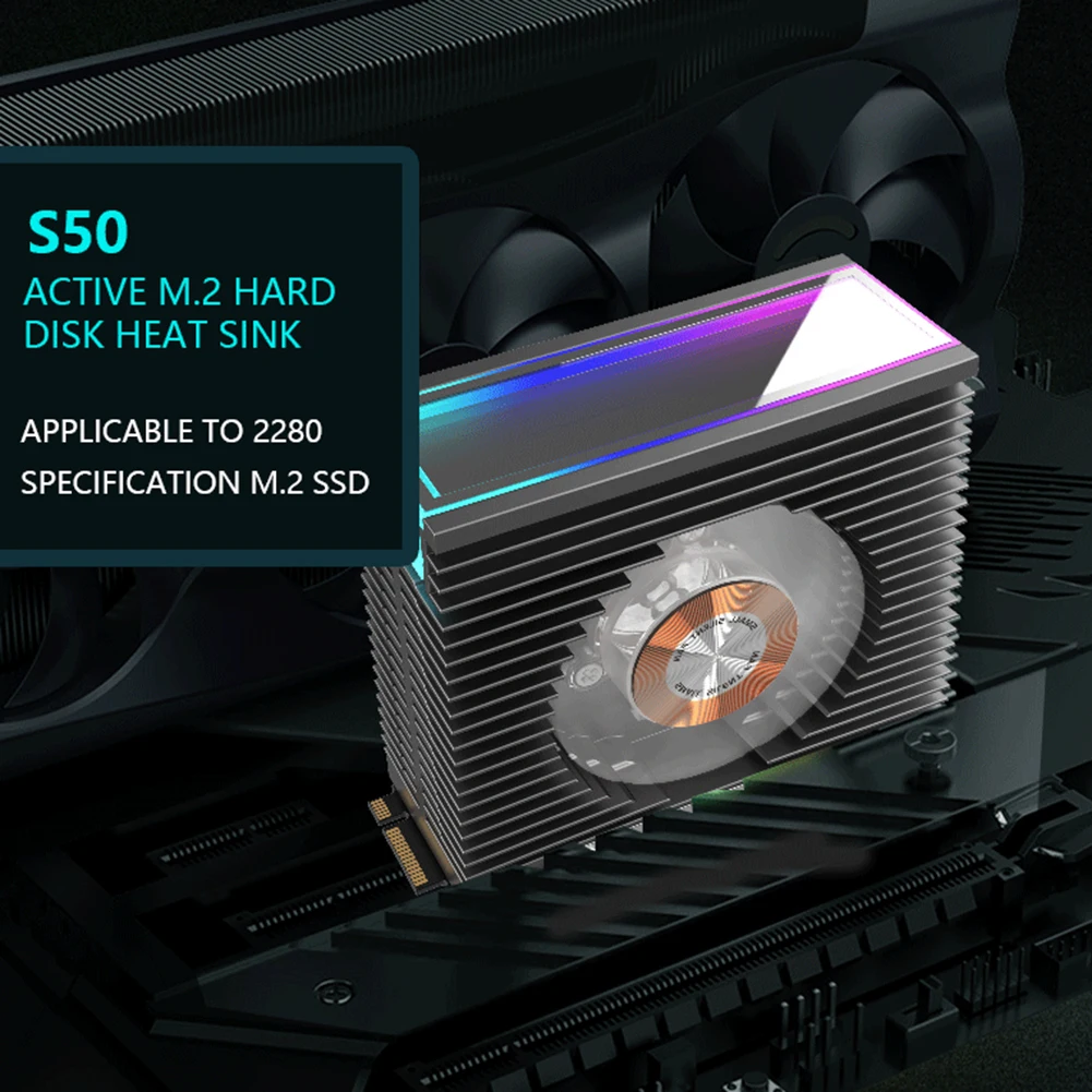 Ssd Dissipador de Calor do Disco Rígido Dissipação de Calor do Radiador Ventilador 5v 3pin Argb Aura Sync Almofada Térmica M.2 2280 - Imagem 6