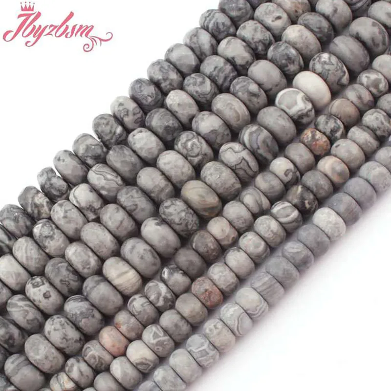 

Natural Gray Map Stone Rondelle Loose Stone Beads Loose Strand 15" For DIY Necklace Bracelets Earring Jewelry Making 3x6/4x8mm