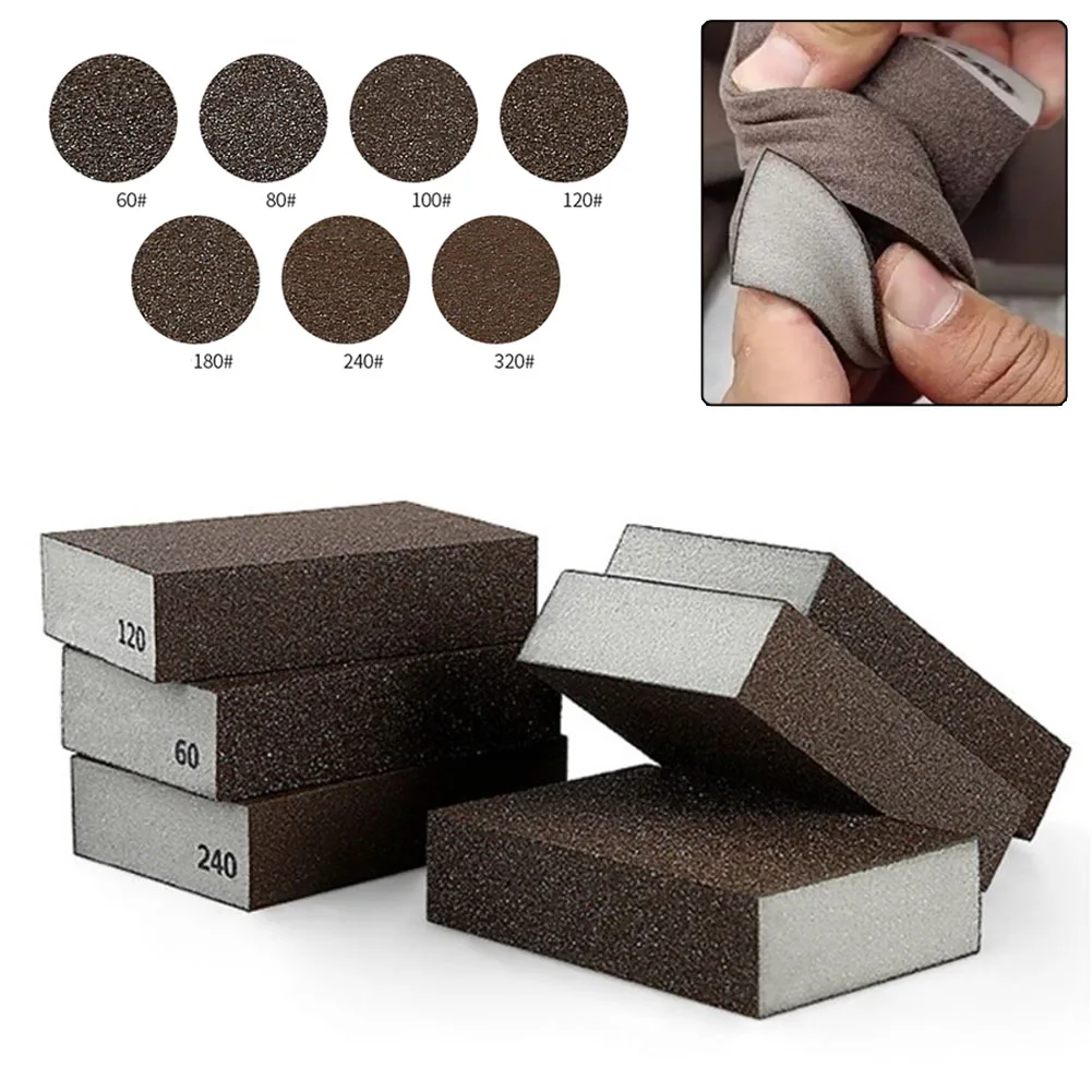 

2PC Sanding Sponge Blocks Grit 60-320 Grinding Sandpaper Polished Sand Wet Dry Abrasive Cleaning For Wood Paint Metal Power Tool