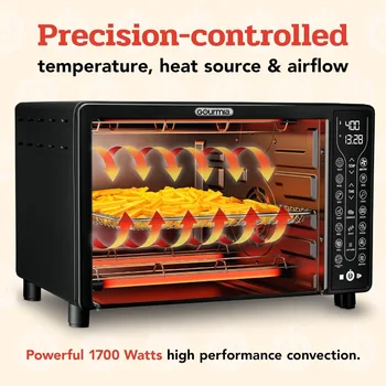 Large 24L Capacity Toaster Oven Air Fryer Combo with 17 Cooking Presets and 1700W Power Digital French Door Design with Convect 3