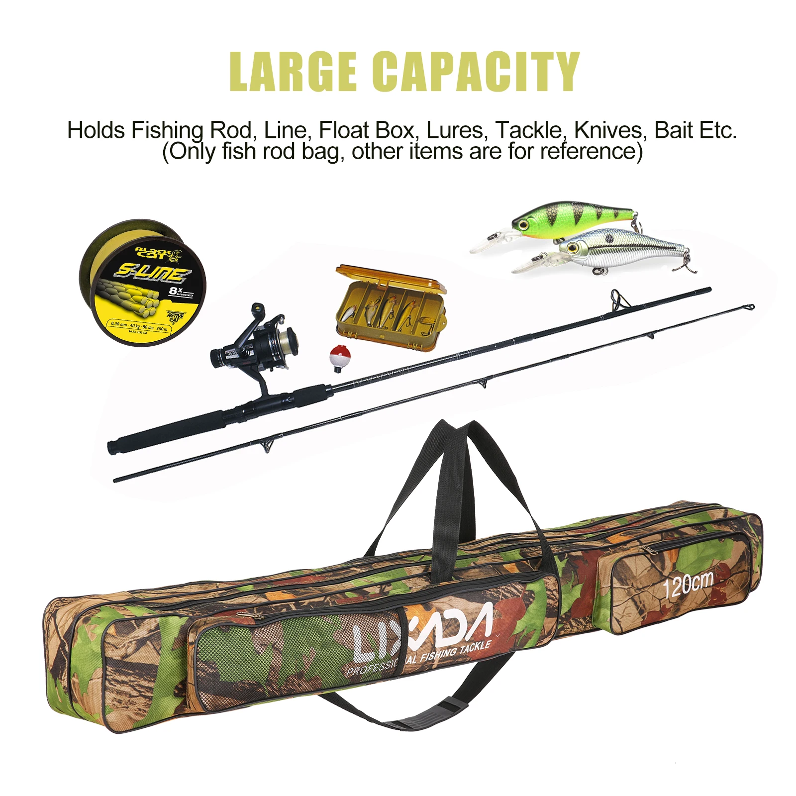 Lixada 120/150cm Fishing Bag Double Layer Large Capacity Fishing Rod Tackle  Bag Waterproof Fishing Rod Bag