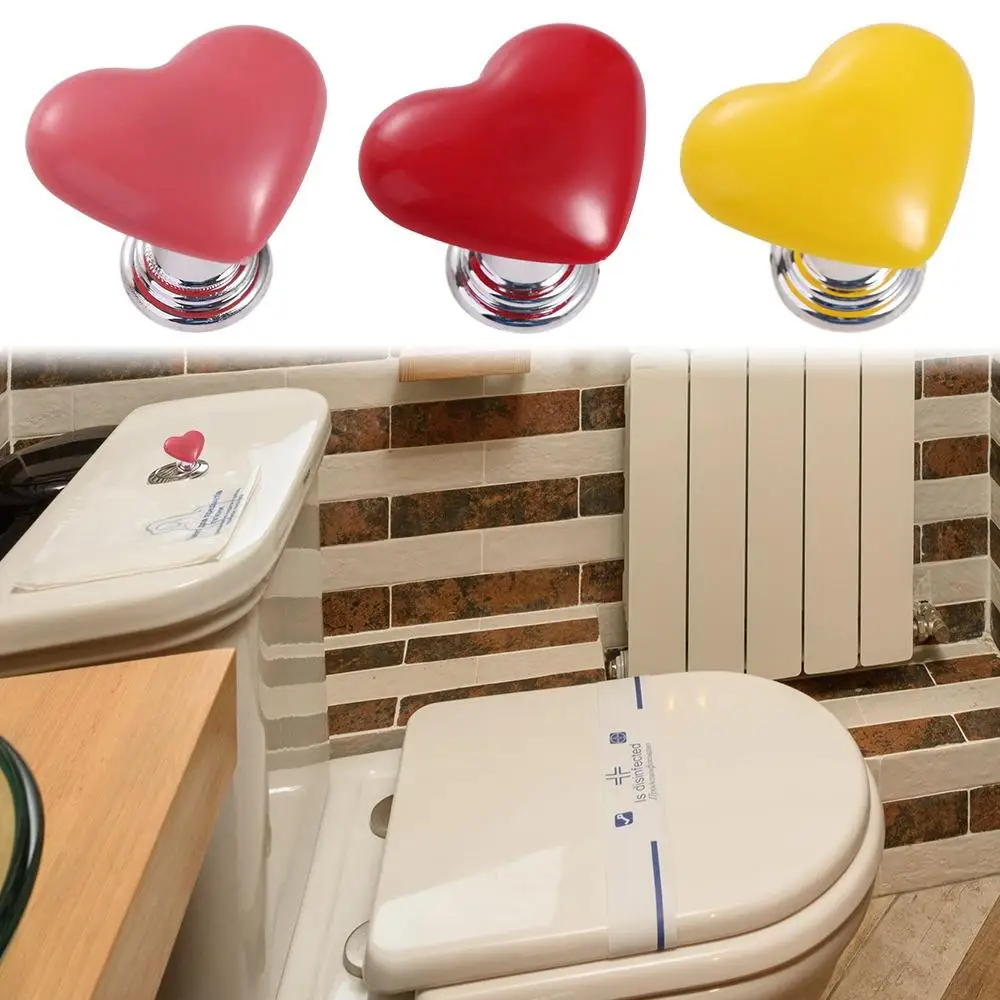 Toilet flush button 2pcs Toilet Press Button Toilet Button Heart Shaped Press Water Tank Buttons Auxiliary Device Bathroom Supplies