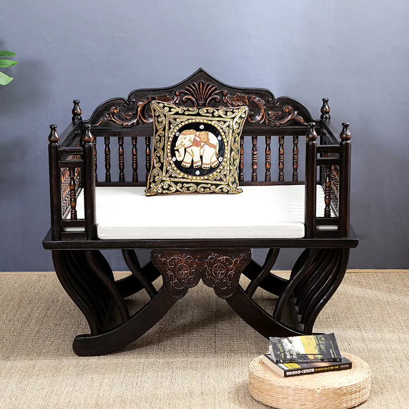 New Chinese style solid wood living room sofa cushion with backrest South East Asia style Thai club soft furniture