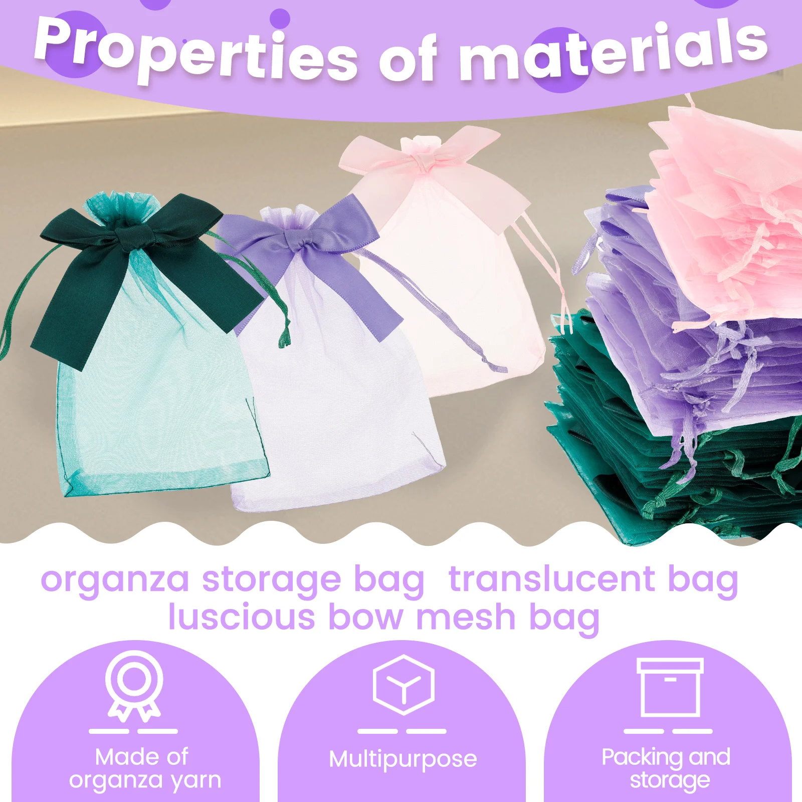 Organza Wedding Party Gift Bags Transparent Mesh Pouches