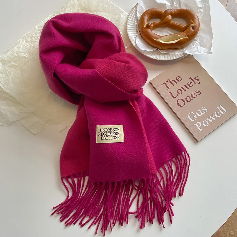 Luxurious Double-Sided Cashmere Pashmina Shawl with Tassel Detailing