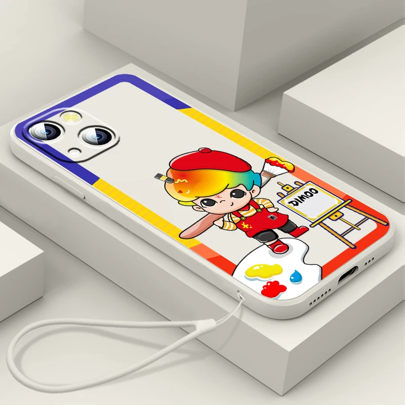 

Cartoon Boy D-Dimoo Anime Case For Apple iPhone 14 13 12 Mini 11 Pro XS MAX XR X 8 7 6S SE Plus Liquid Rope Phone Cover Shell