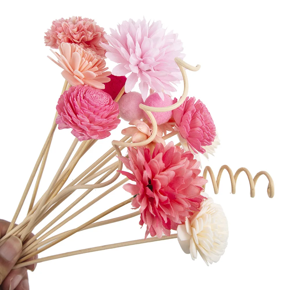 15PCS Pink Series Flower Rattan Sticks Fireless Fragrances Reed Diffuser Stick Diy Ornaments Home Decor for reed diffuser refill sticks